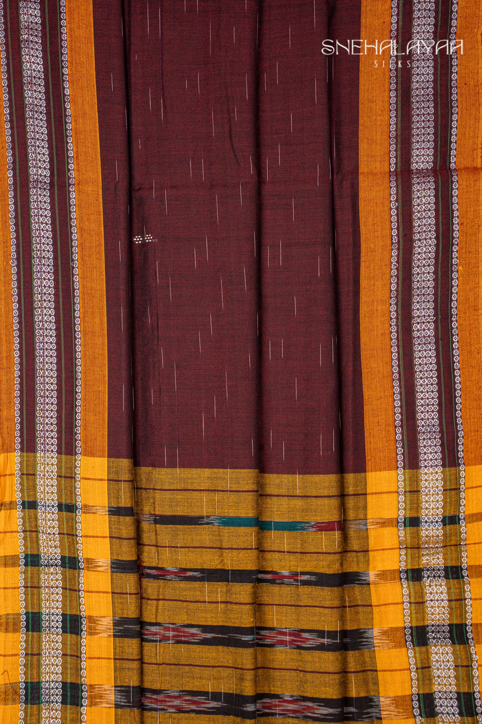 Brown Sambalpuri Cotton Saree