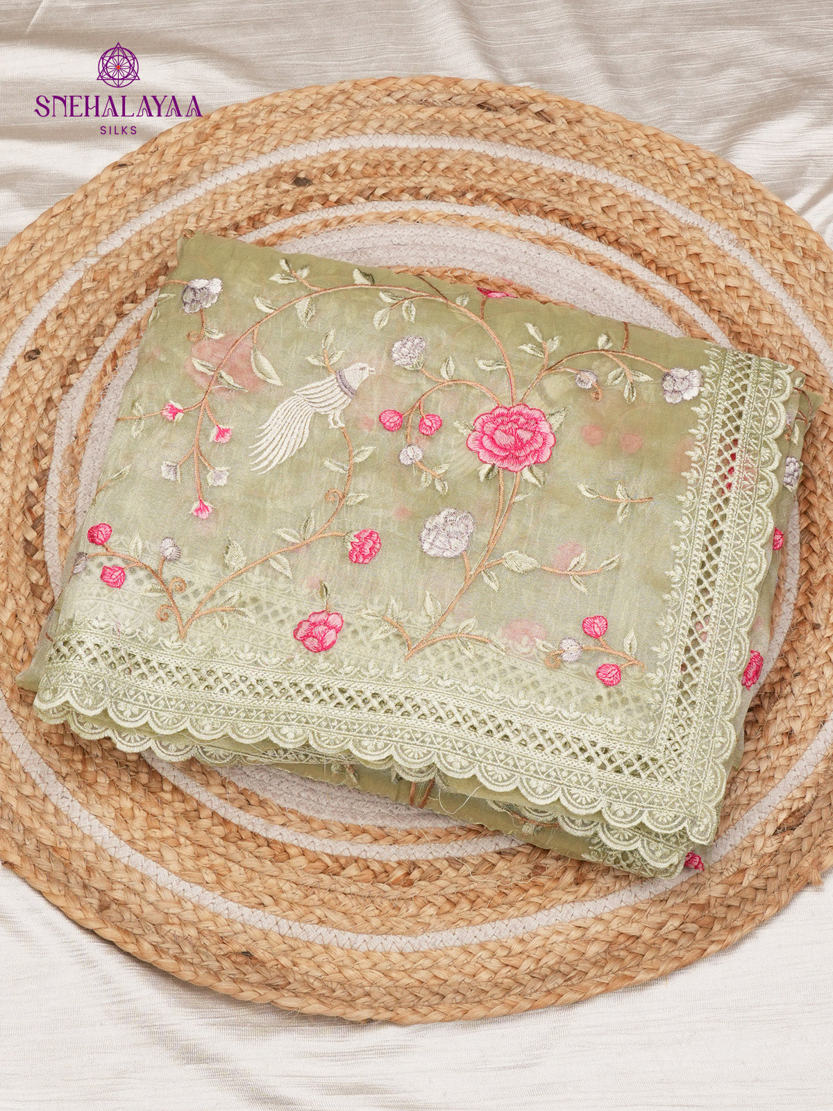 Beige Gold Embroidery Designer Saree