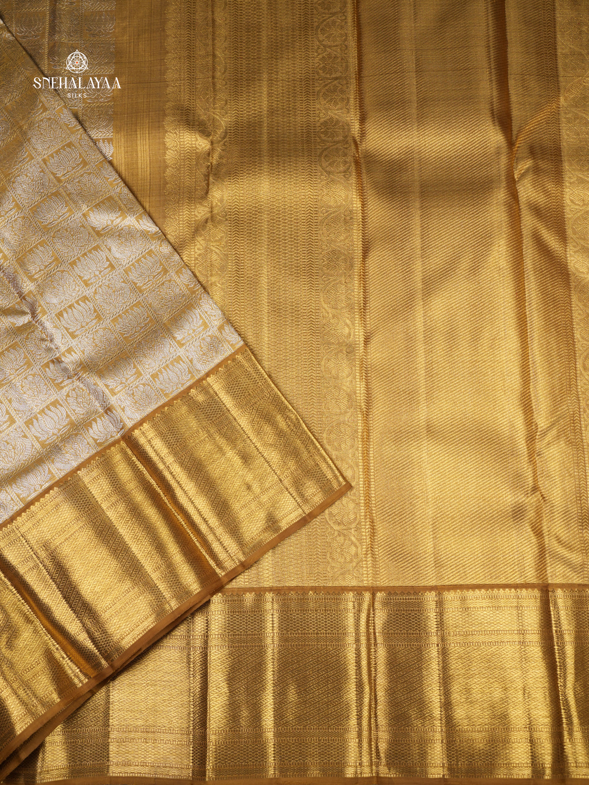 Golden Kanjivaram Silk Saree