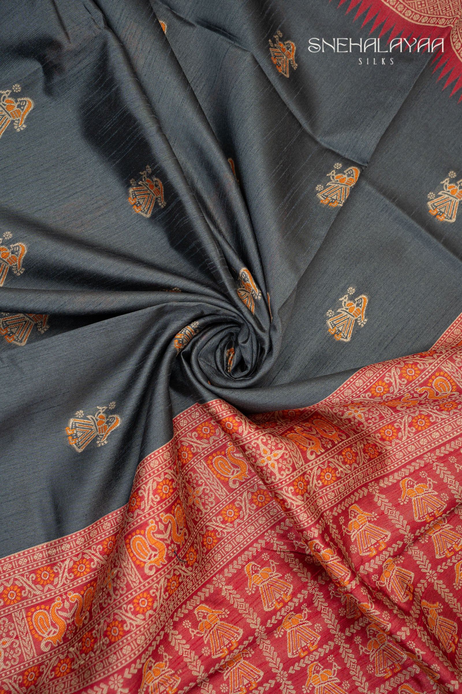 Grey Raw Silk Saree