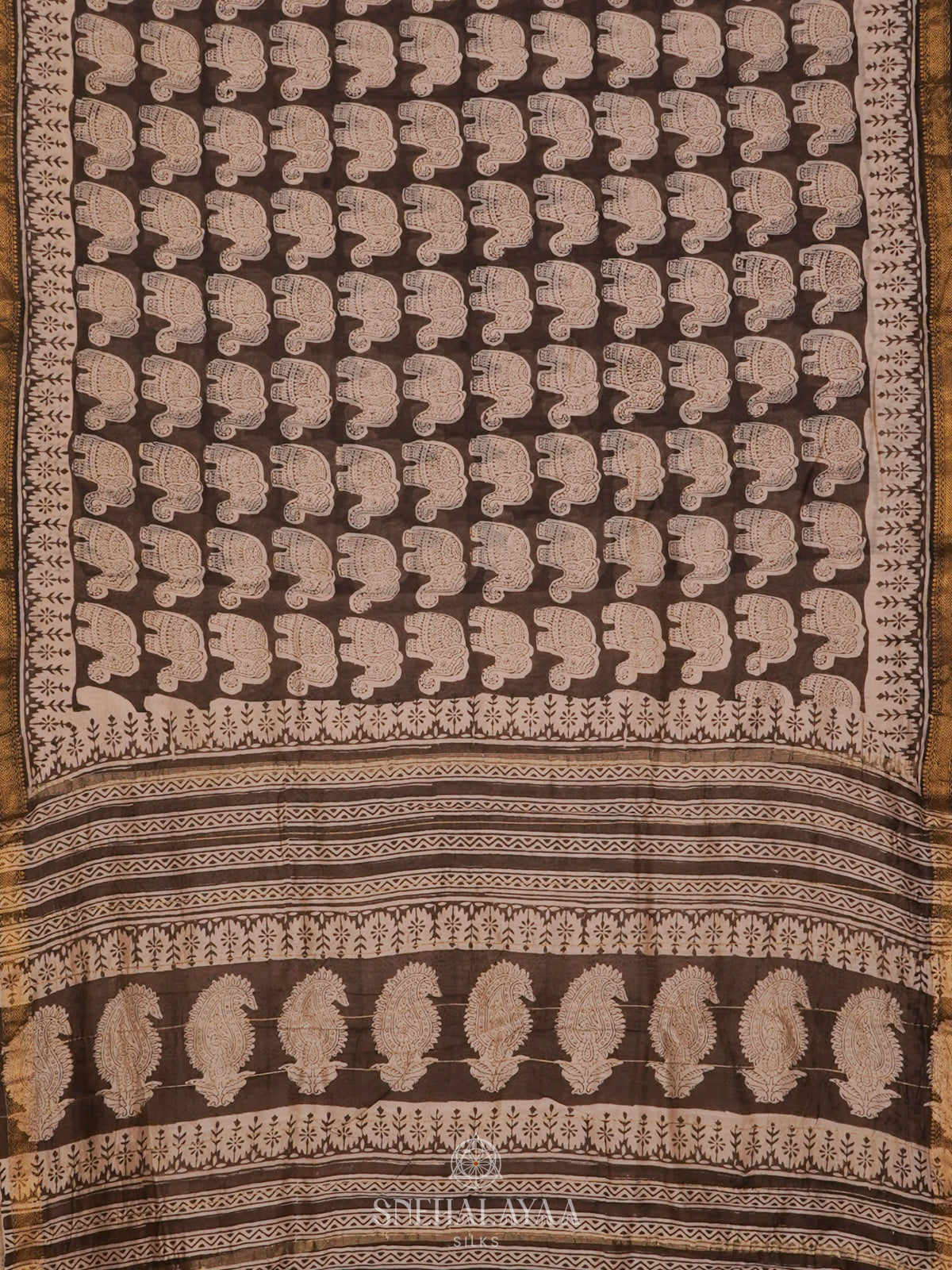 Brown Chanderi Saree