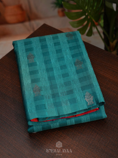 Blue Kanchi Linen Silk Saree