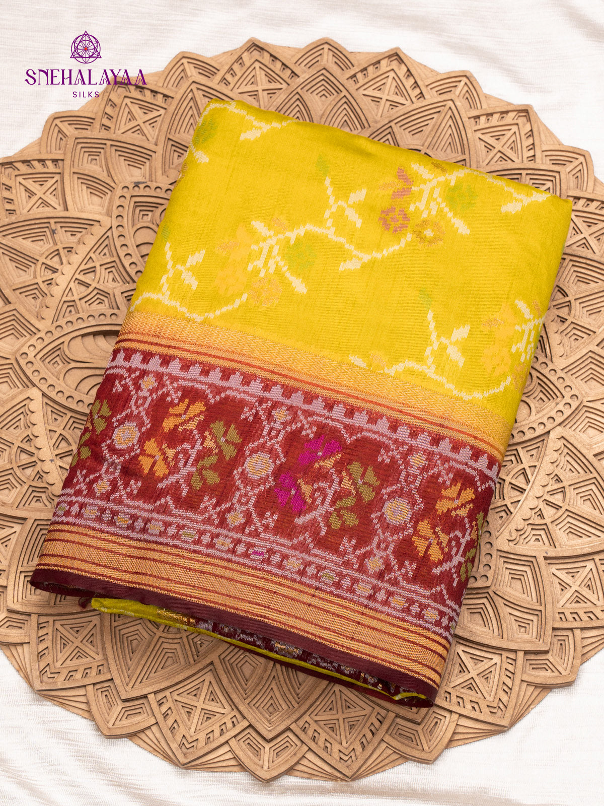 Yellow Ikat Silk Saree