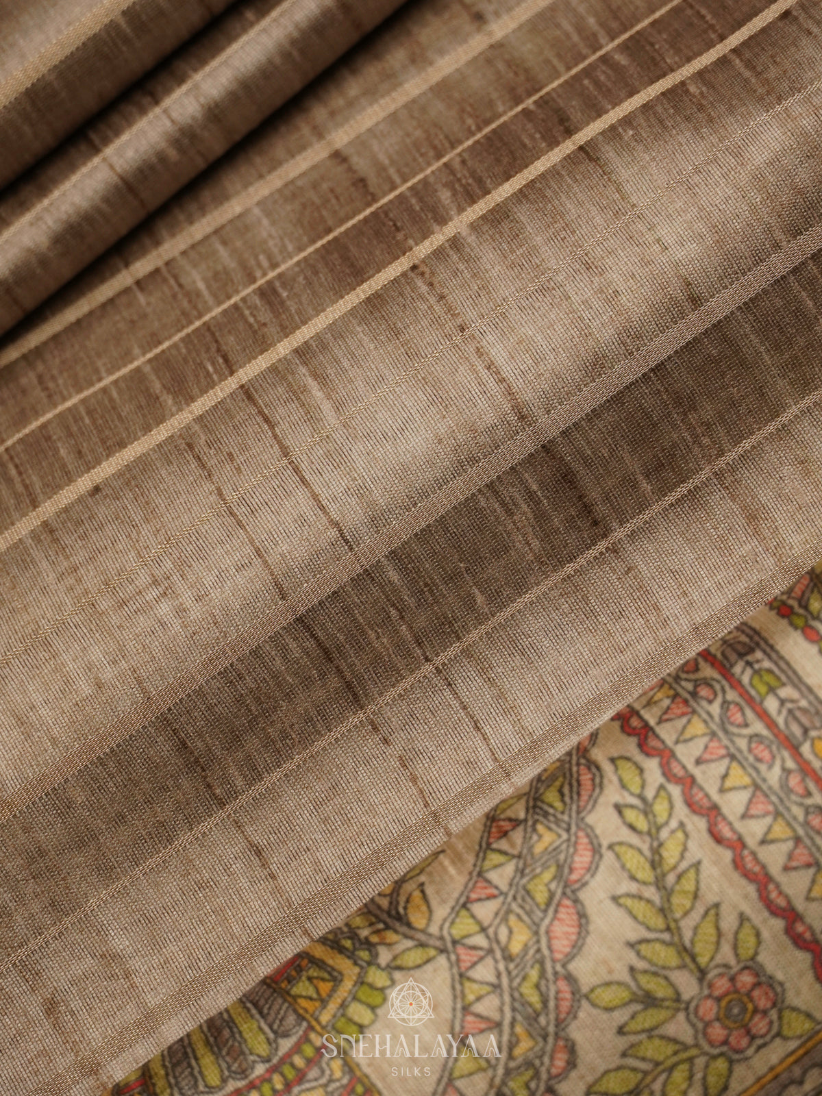 Beige Tussar Saree