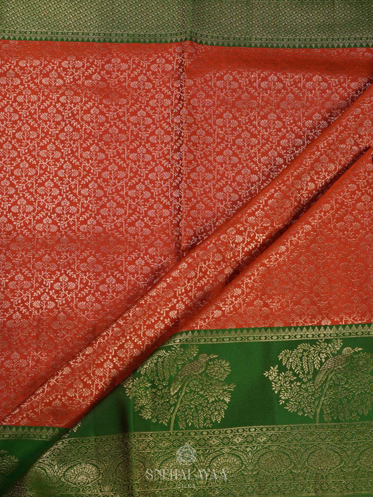Orange Kanjivaram Silk Saree