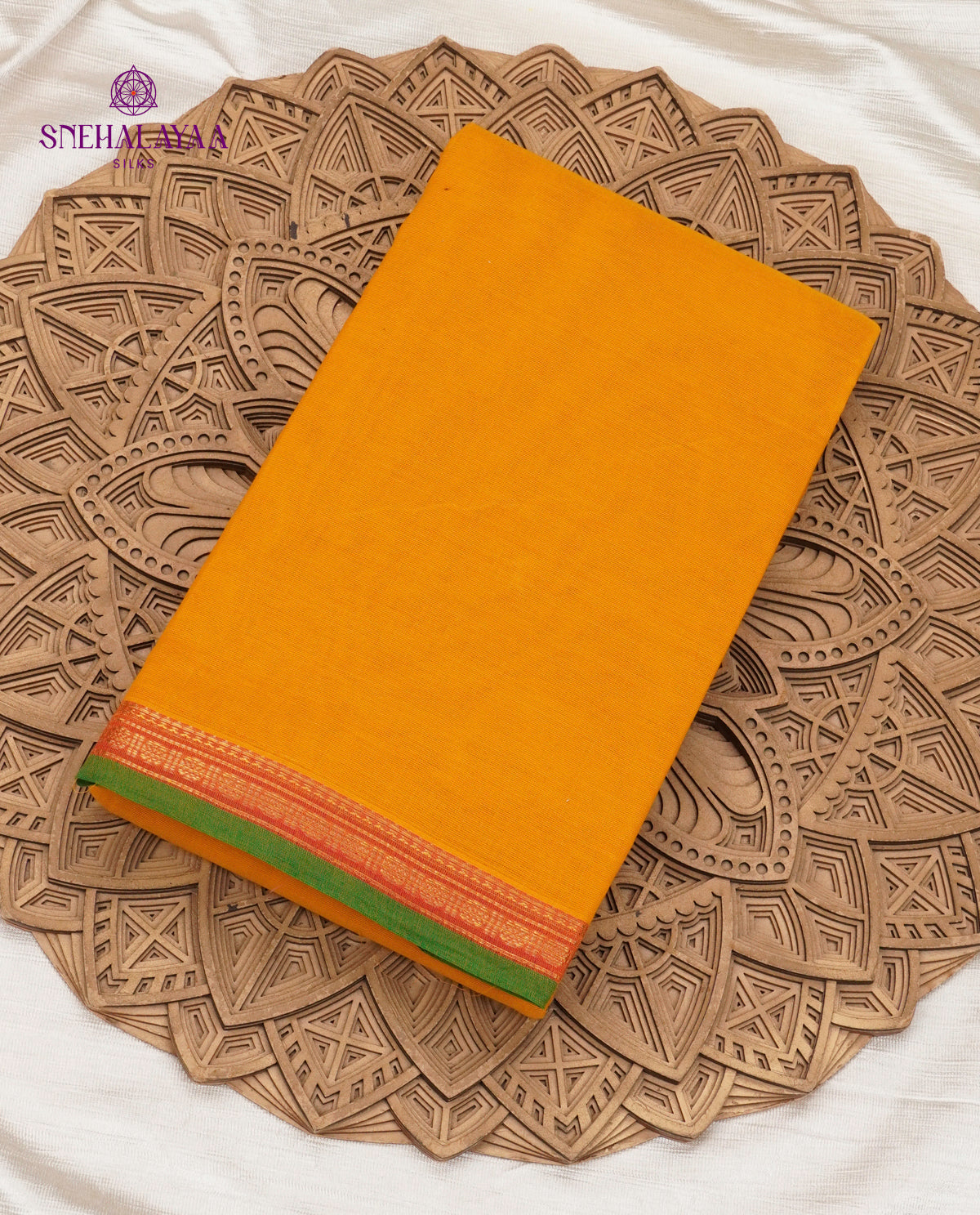 Mustard Yellow Kanchi Cotton Saree