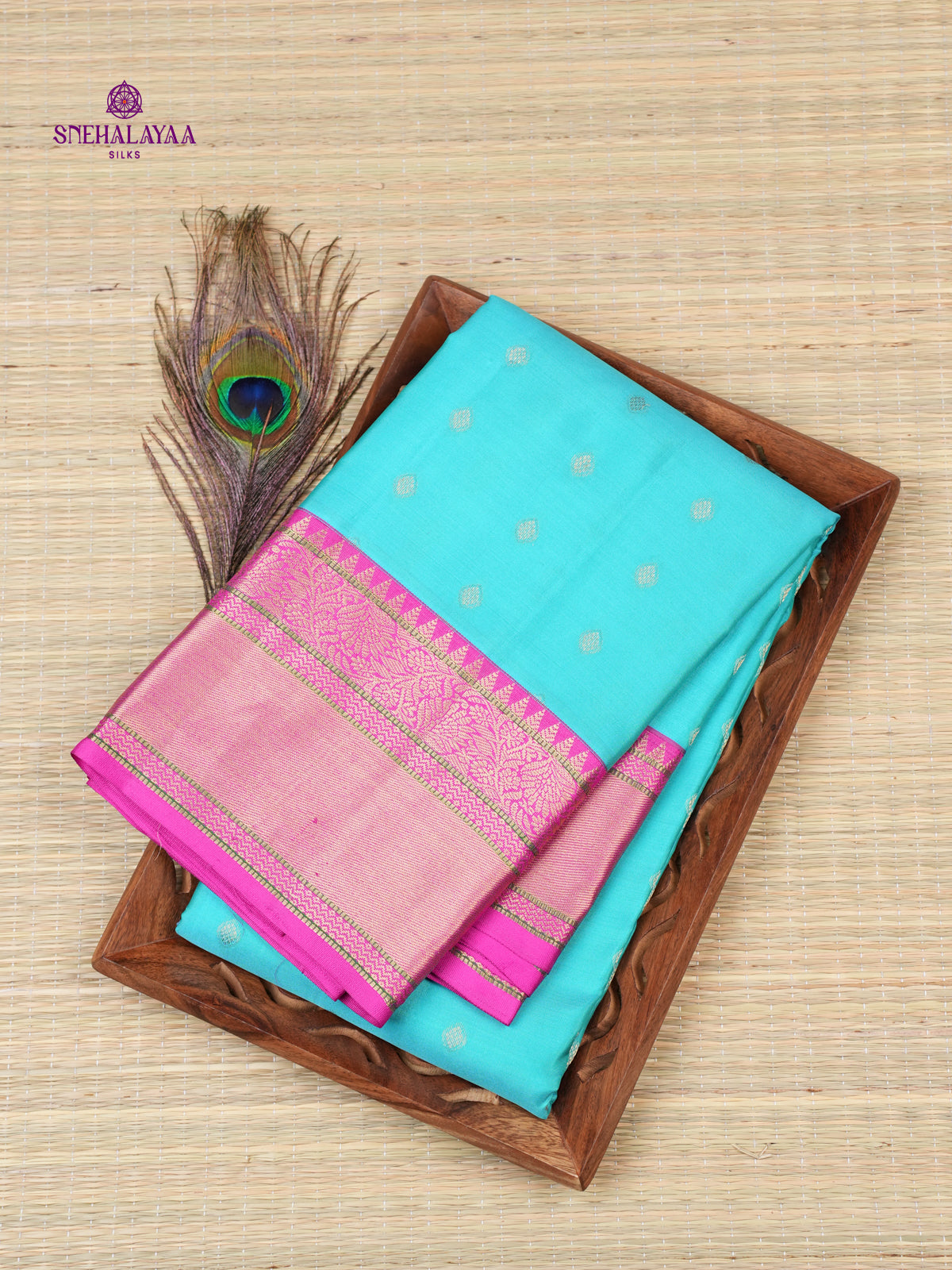Ice Blue Kanjivaram Silk Saree