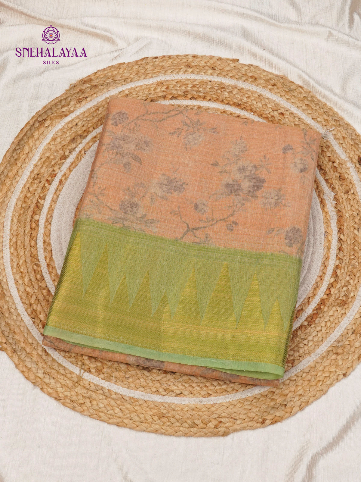 Peach Linen Tissue Saree