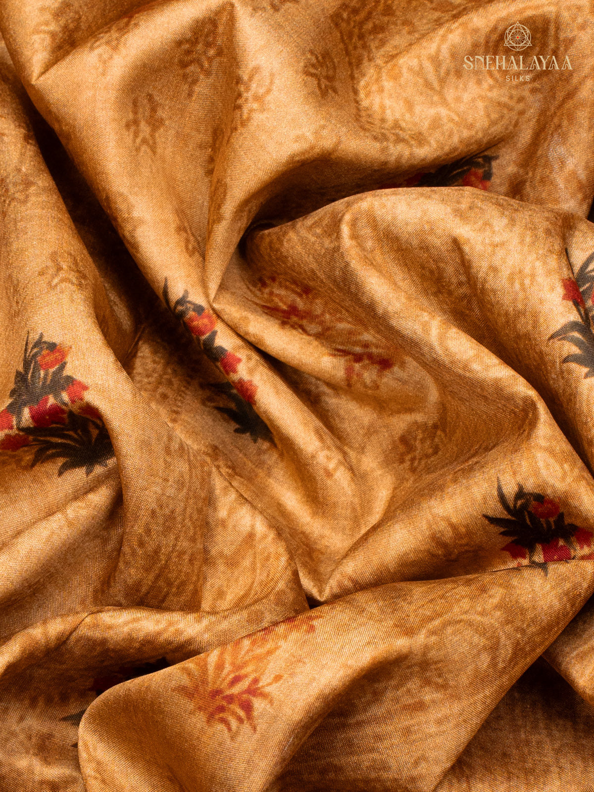 Mustard Brown Tussar Saree