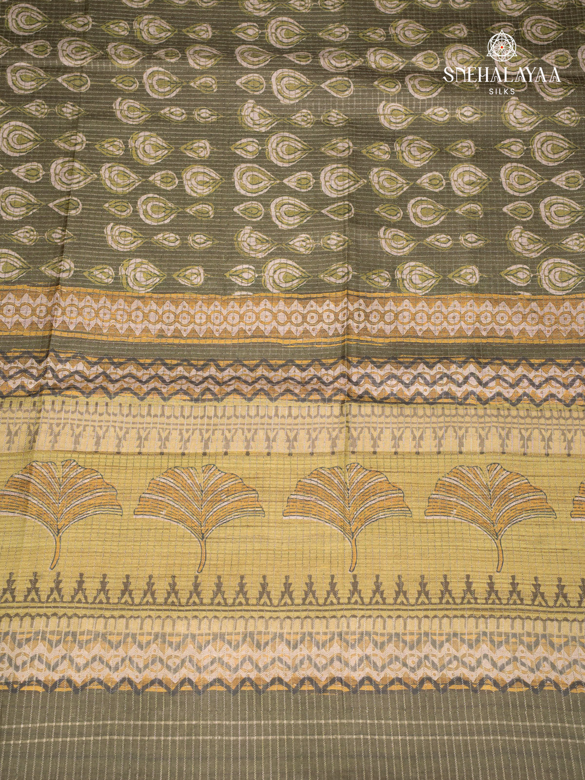 Olive Green Tussar Saree