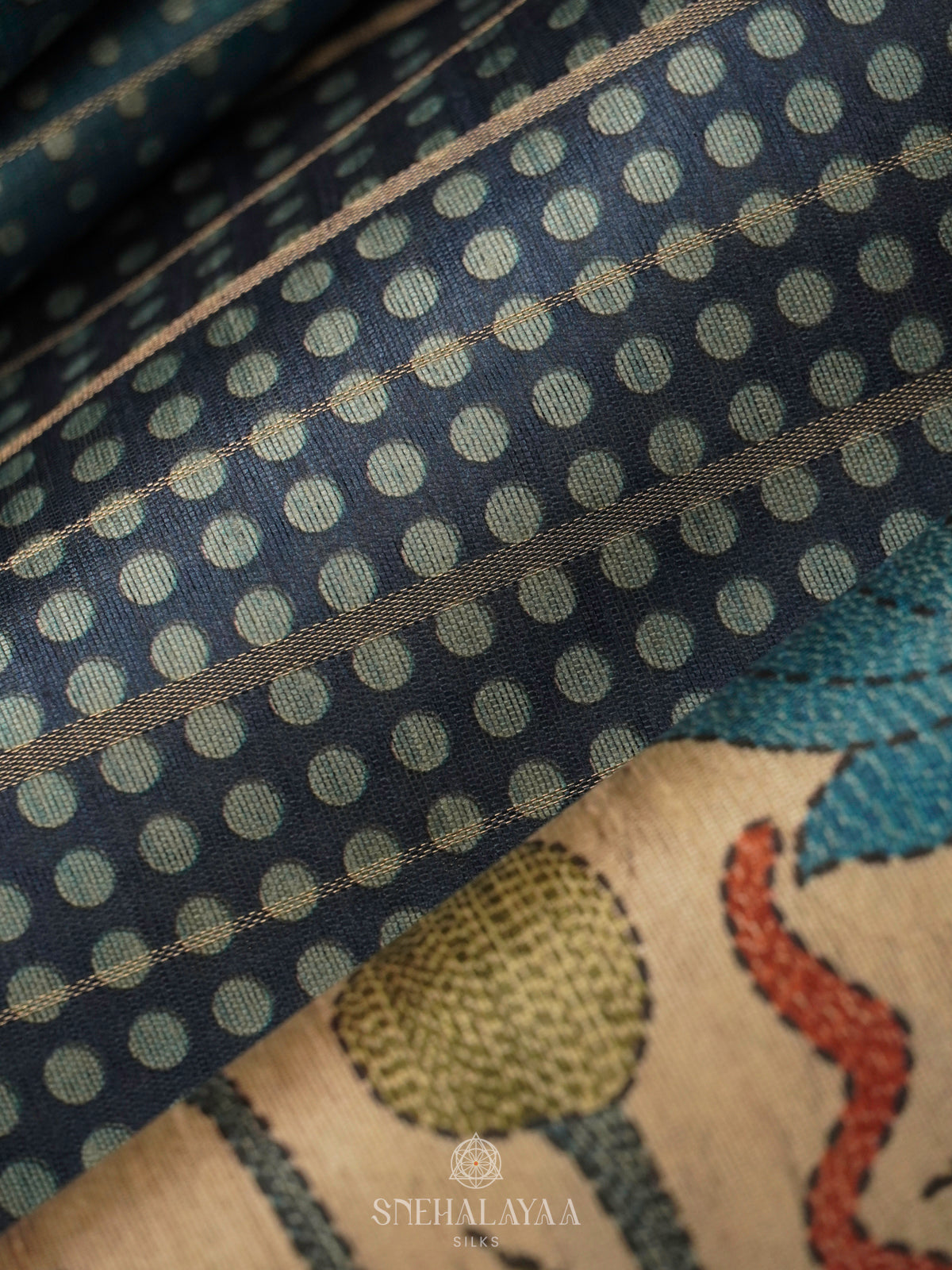 Teal Blue Munga Tussar Saree