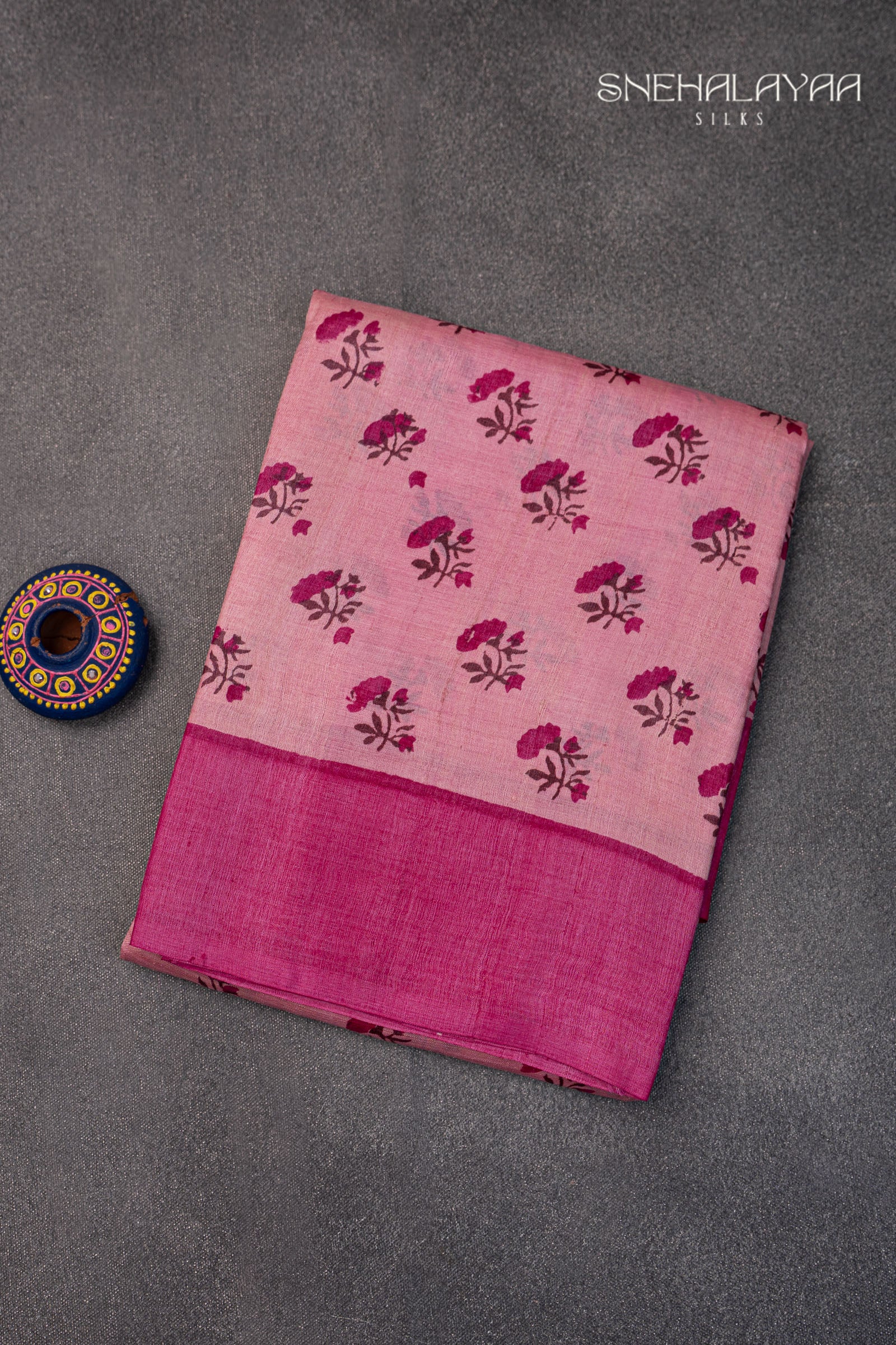 Flamingo Pink Tussar Saree