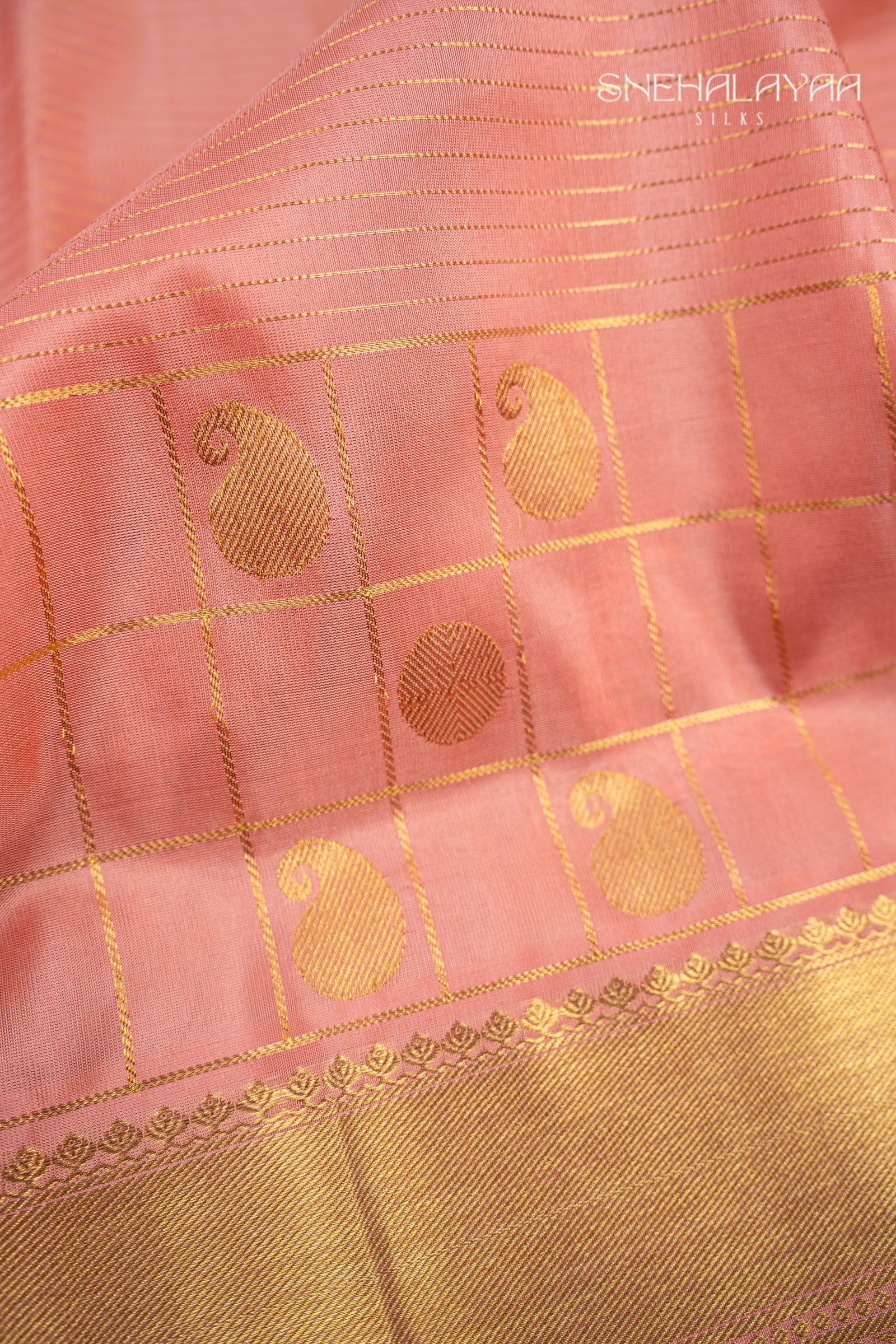 Peach Pink Venkatagiri Silk Saree