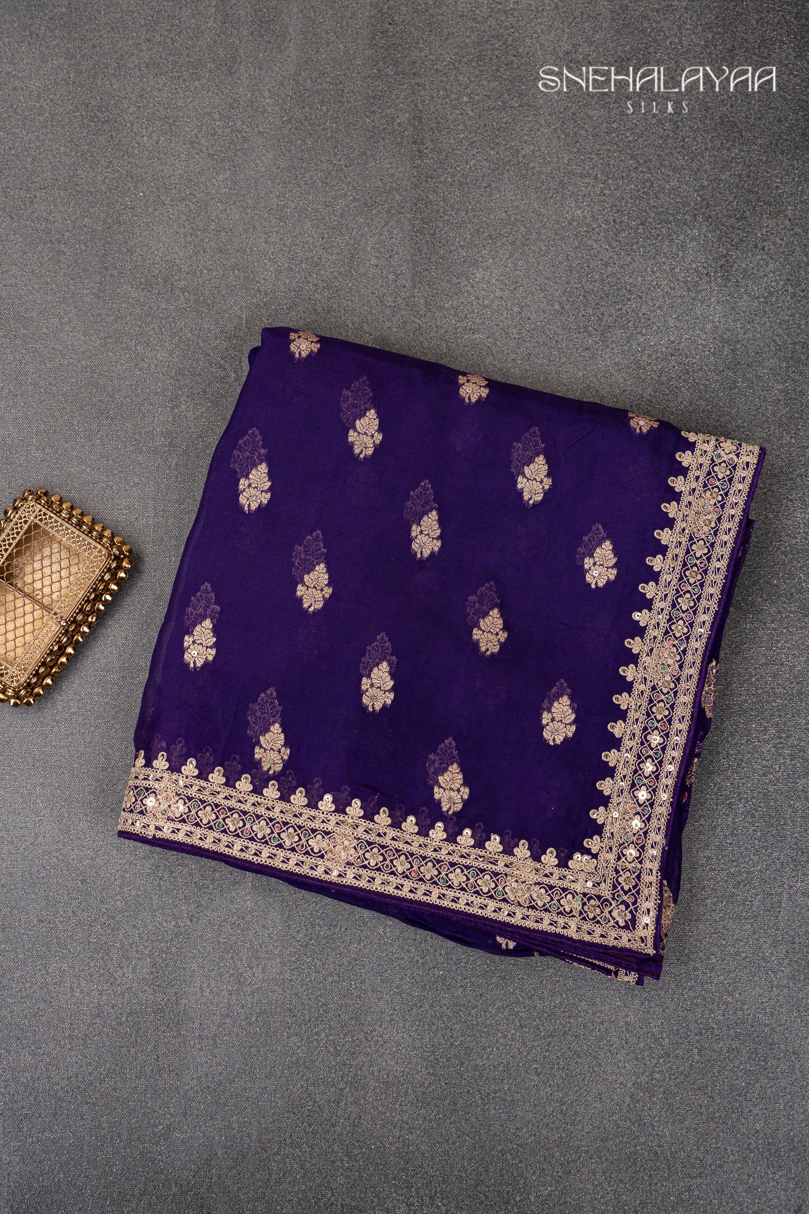 Berry Blue Designer Saree
