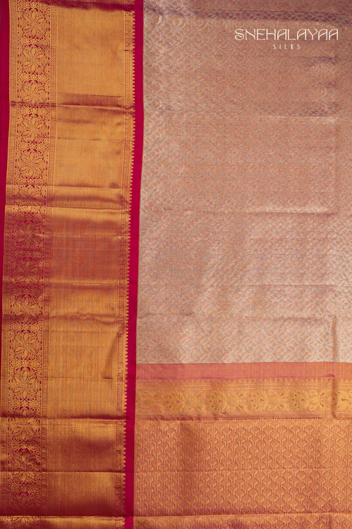 Peach Kancheevaram Tissue Silk Saree