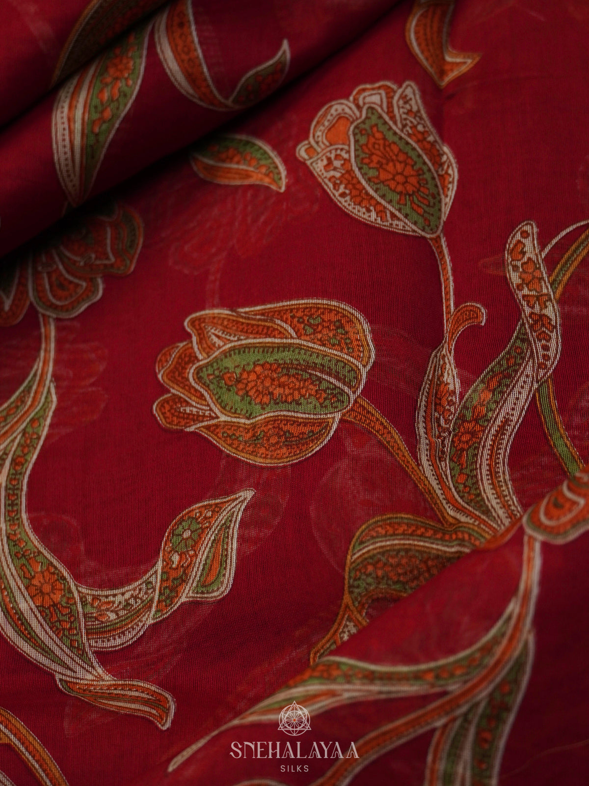 Red Chanderi Saree