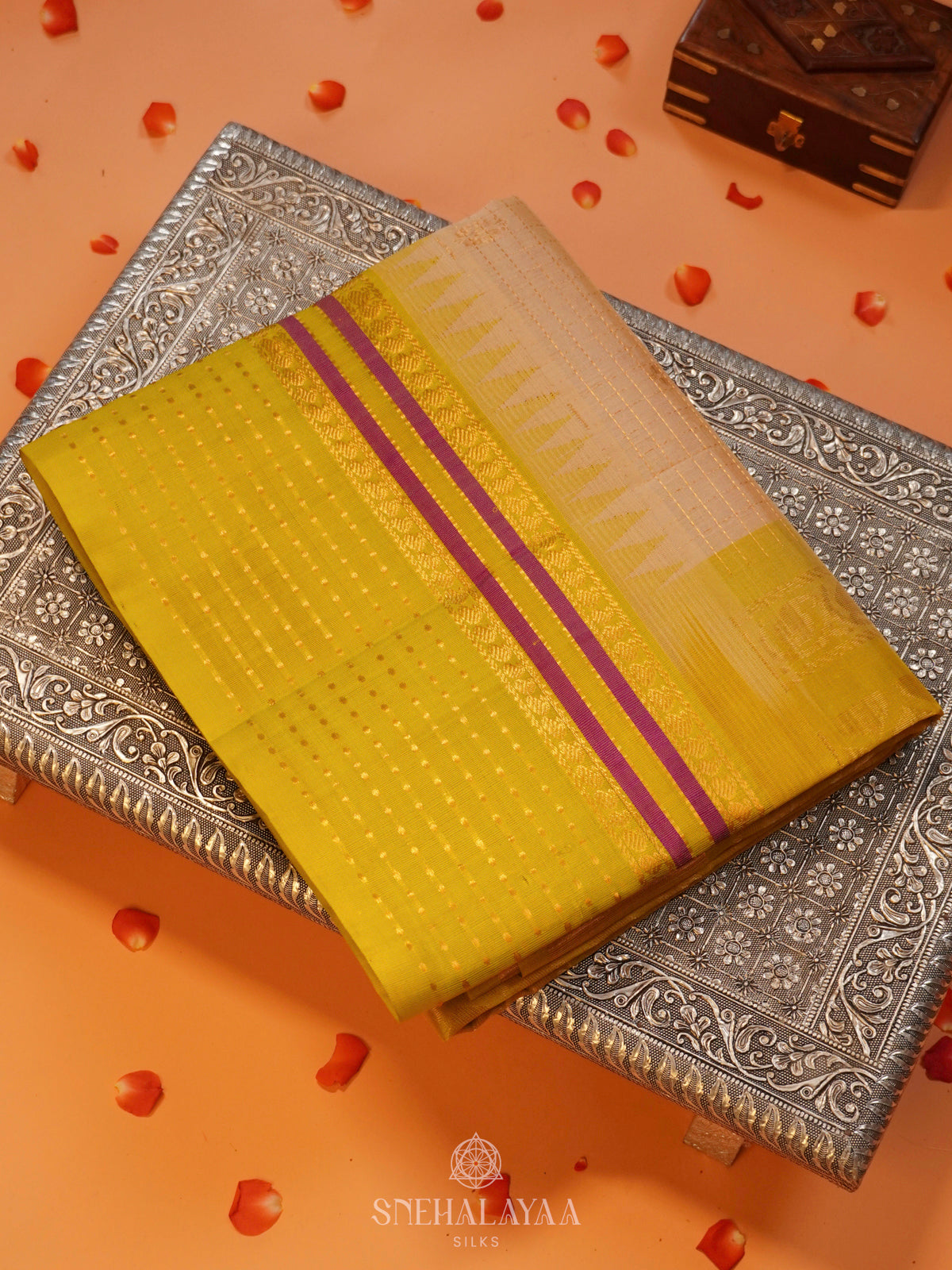 Beige Kanchi Silk Cotton Saree