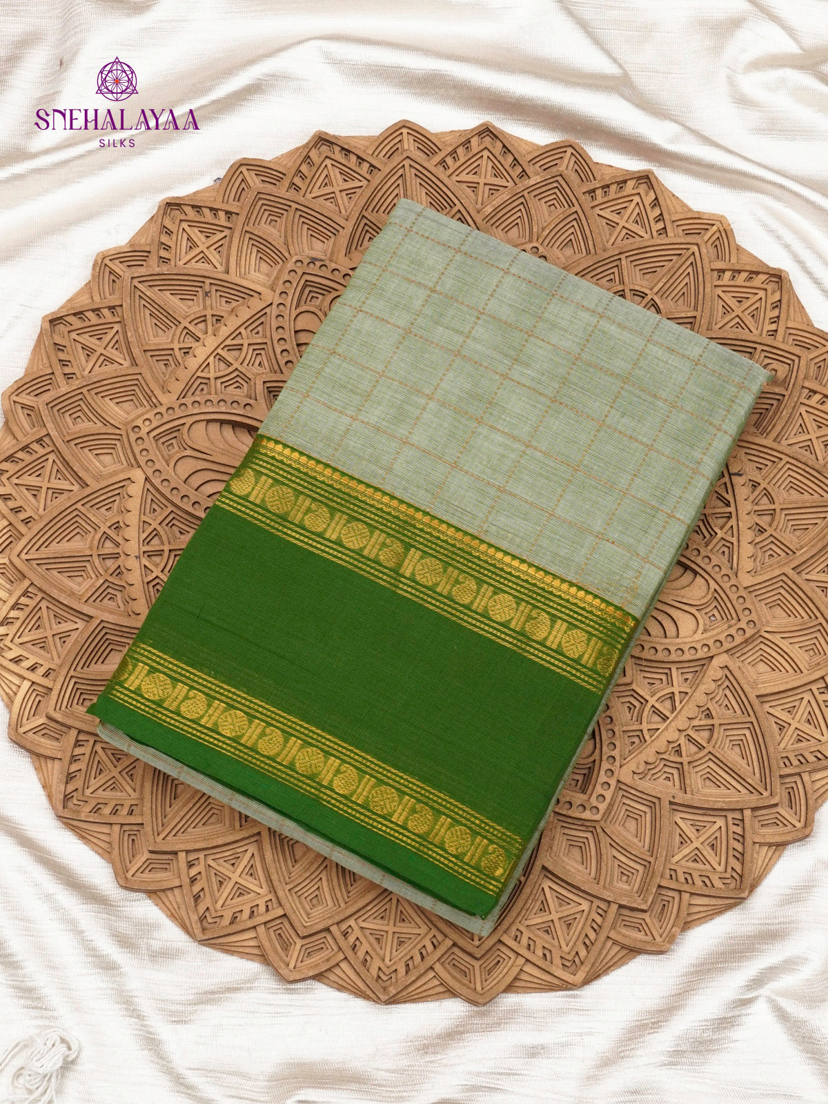 Sage Green Chettinad Cotton Saree