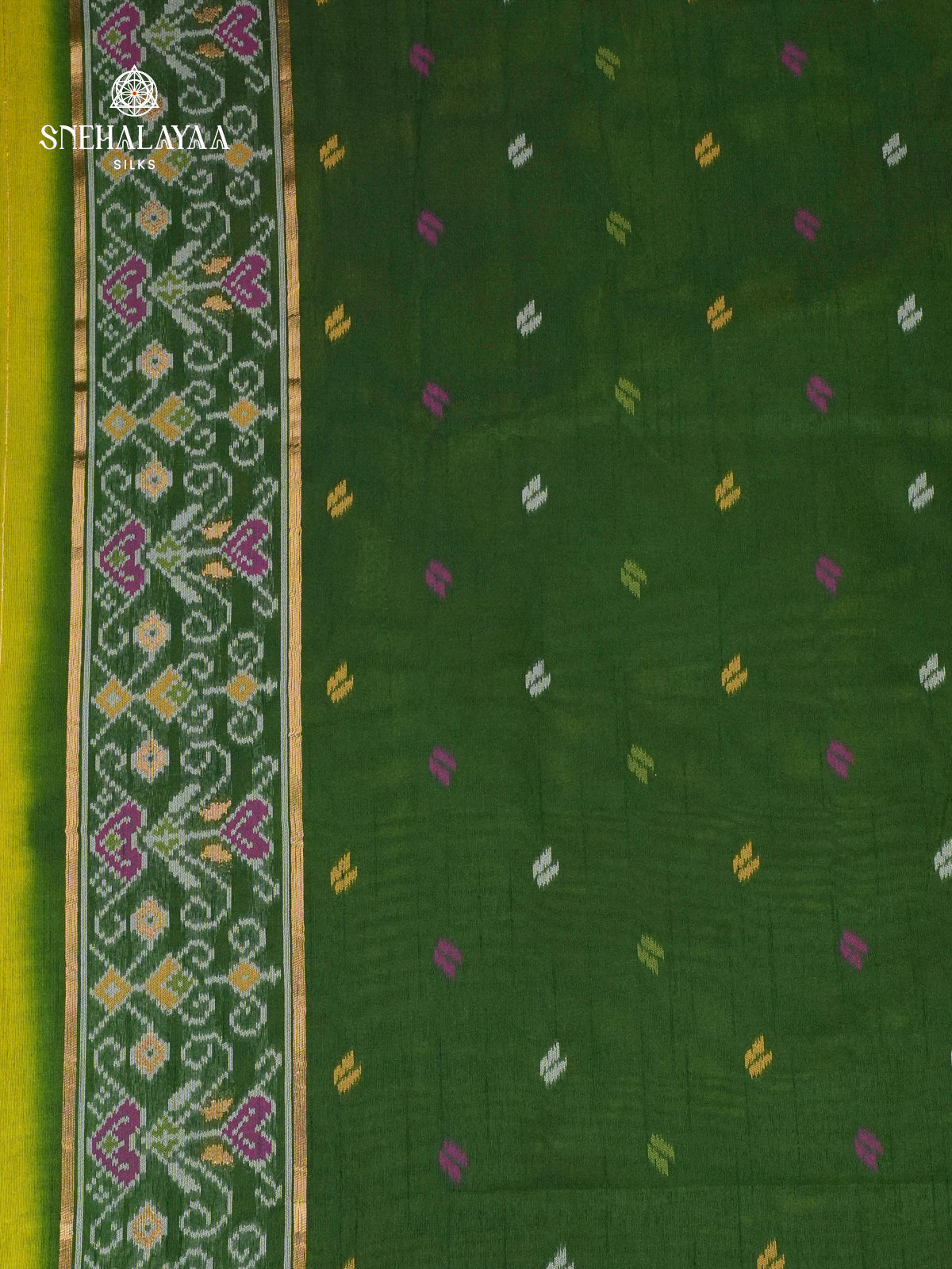Lime Green Ikat Saree