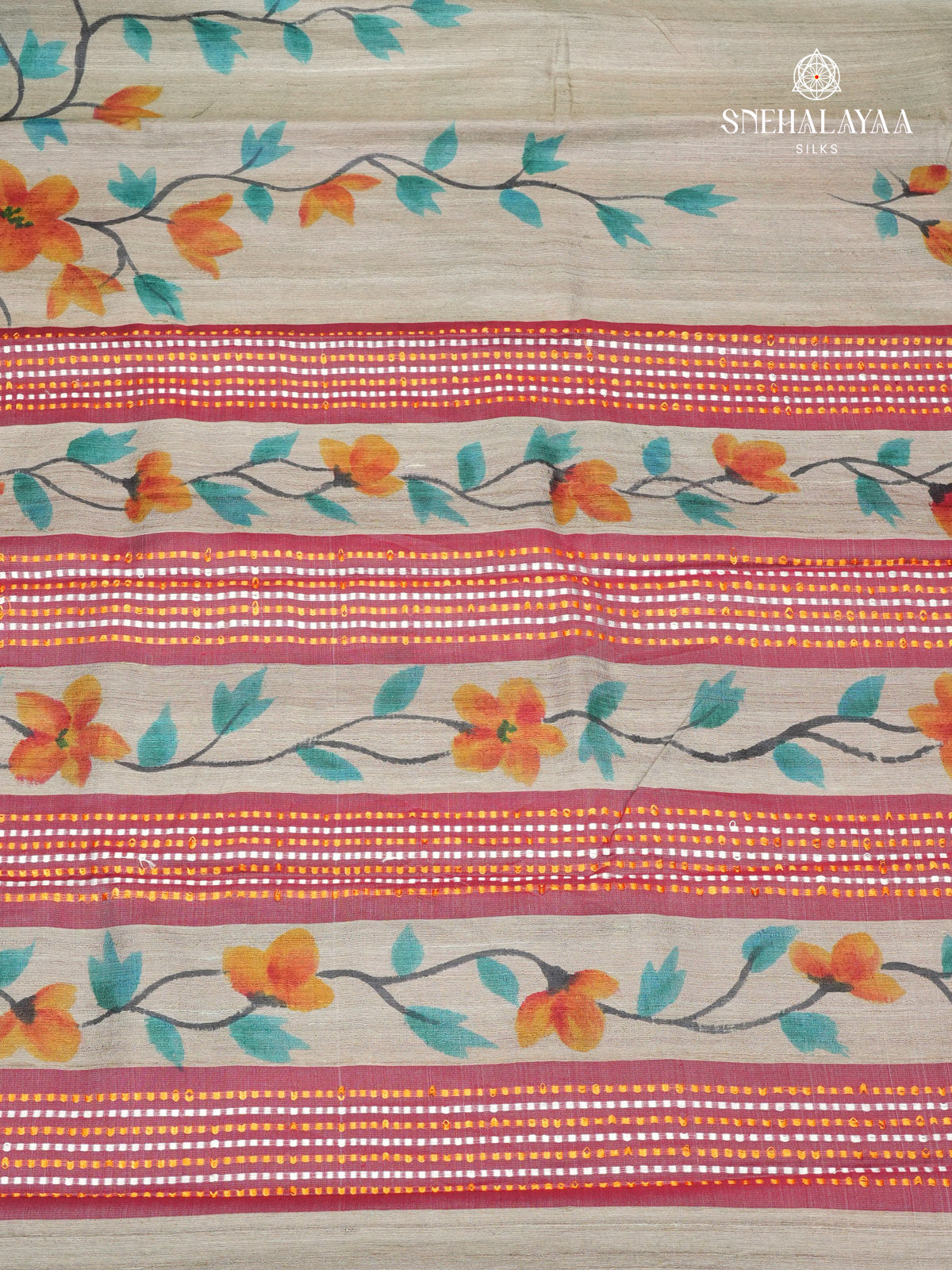 Grey Tussar Silk Saree