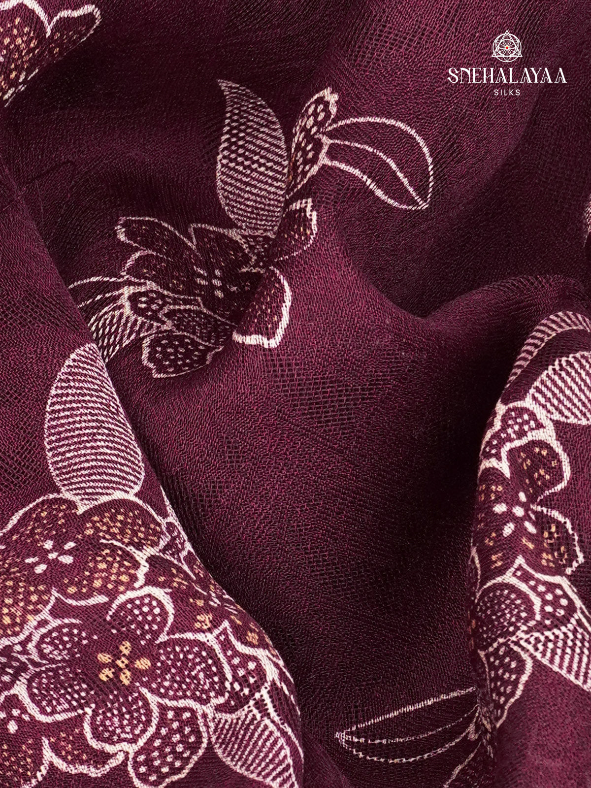 Burgundy Printed Matka Saree