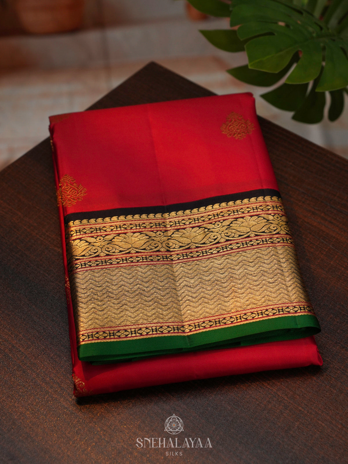 Tomato Red Kanjivaram Silk Saree
