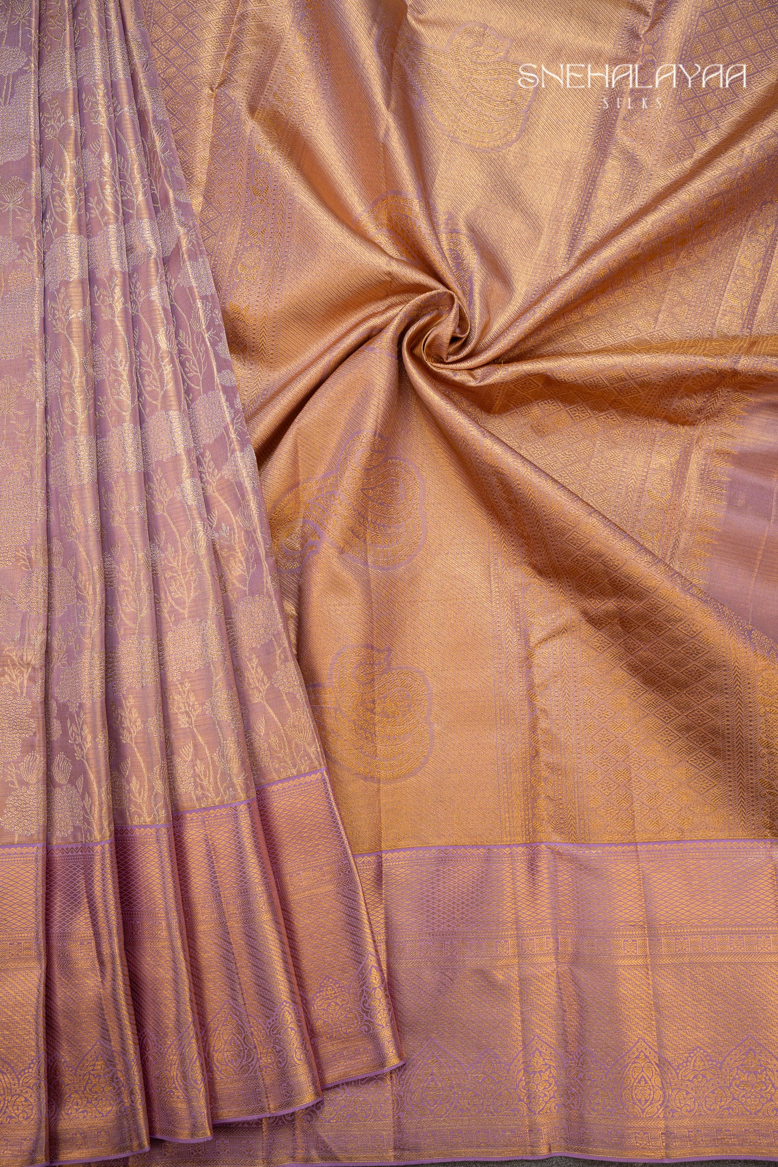 Pastel Purple Kancheevaram Silk Saree