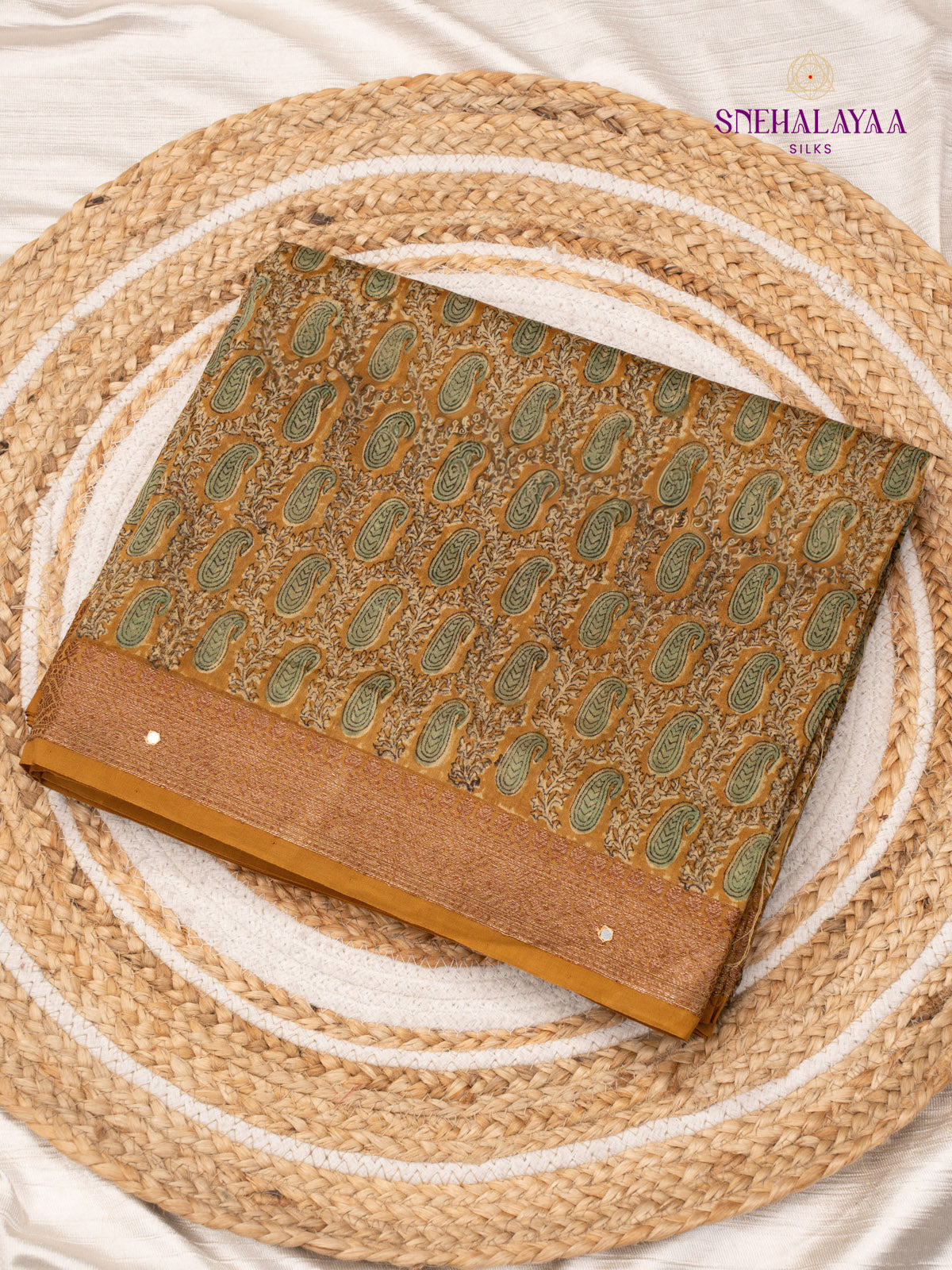 Mustard Yellow Chanderi Saree