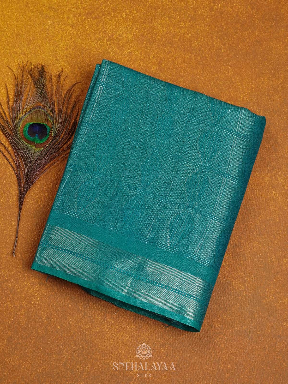 Teal Bamboo Silk Saree