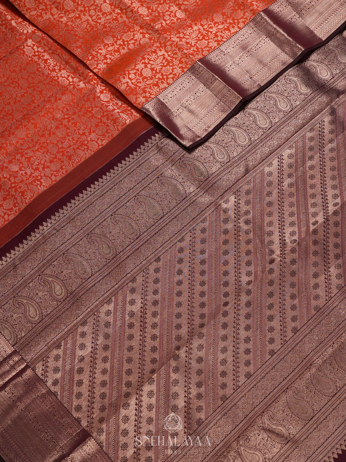 Orange Kanjivaram Silk Saree