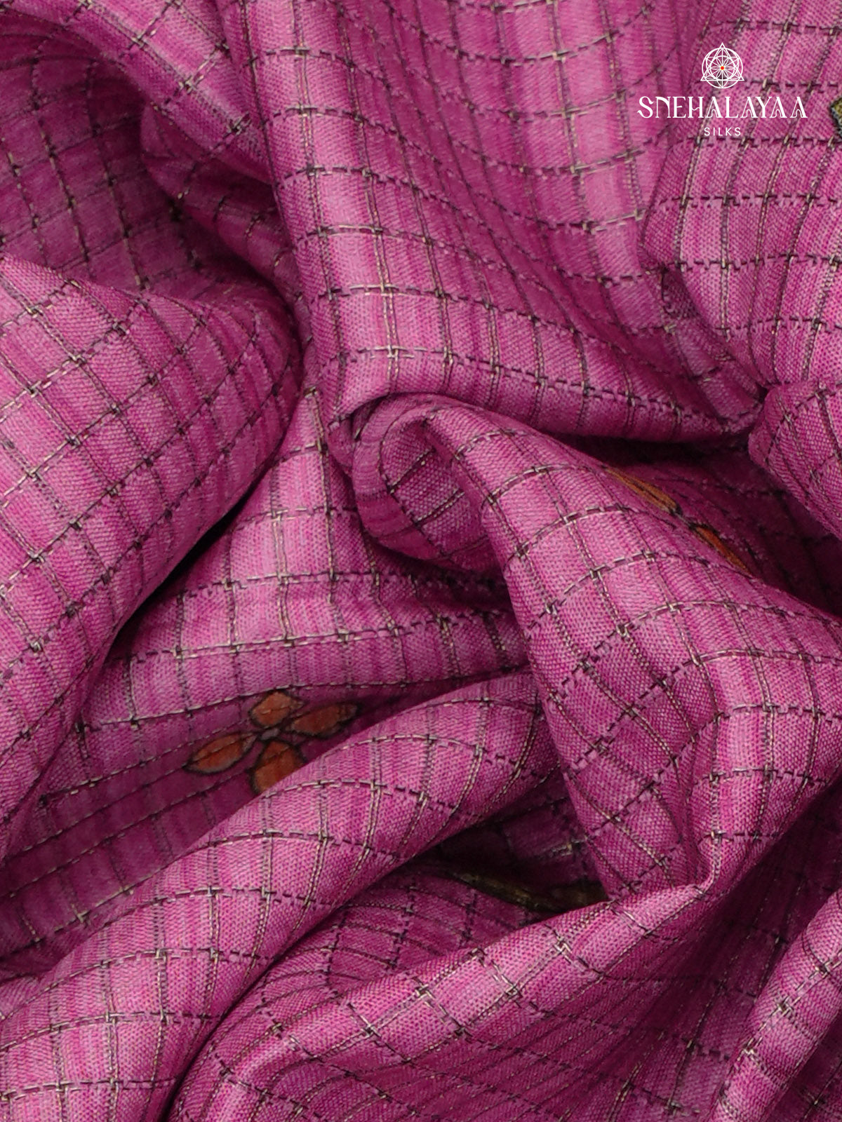 Mulberry Floral Printed Tussar Saree