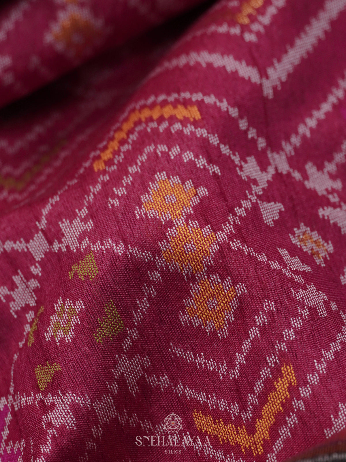 Pink Ikat Silk Saree