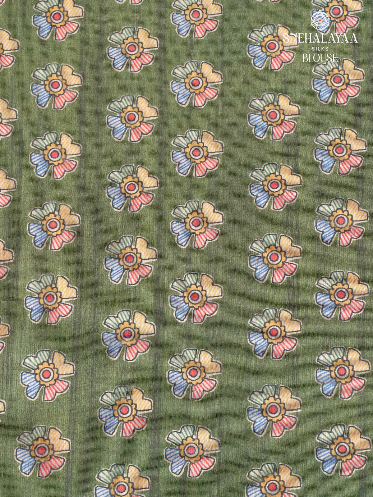 Green Madhubani Printed Saree