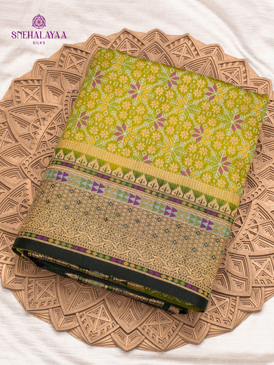 Green Ikat Silk Saree