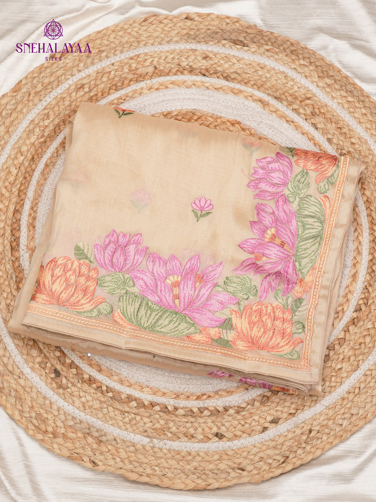 Beige Embroidery Designer Saree