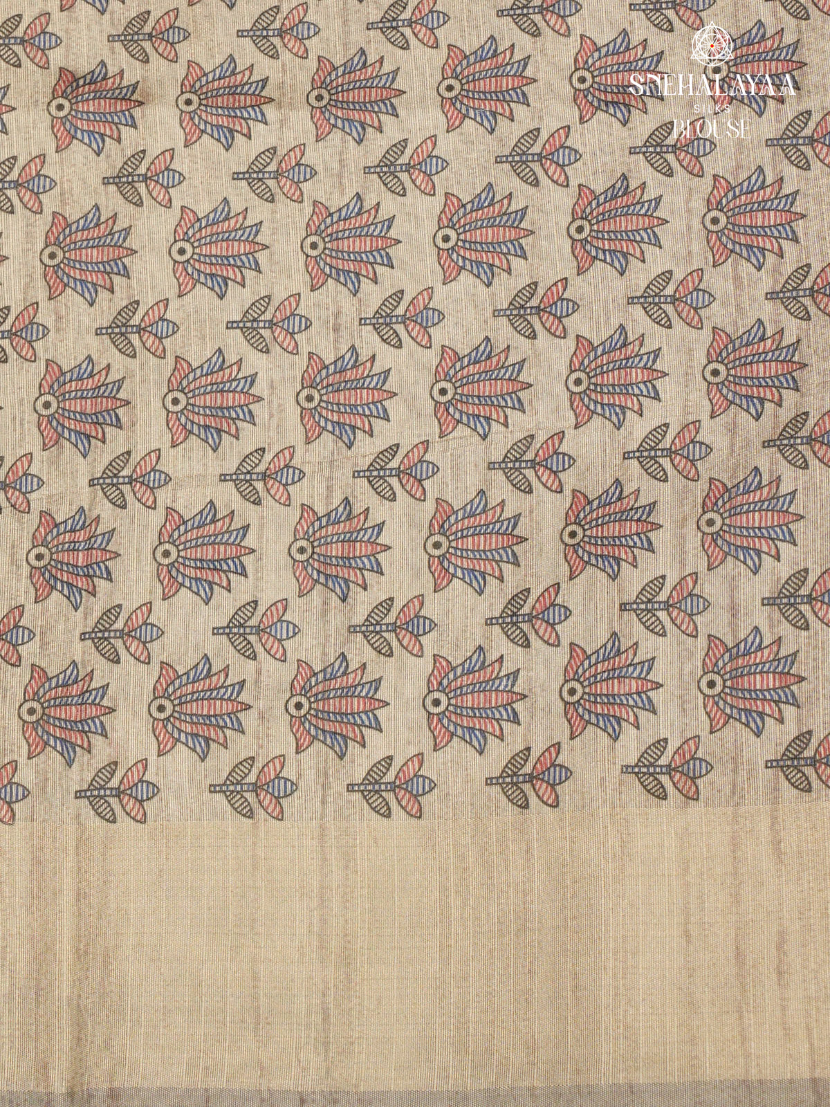 Grey Madhubani Printed Saree