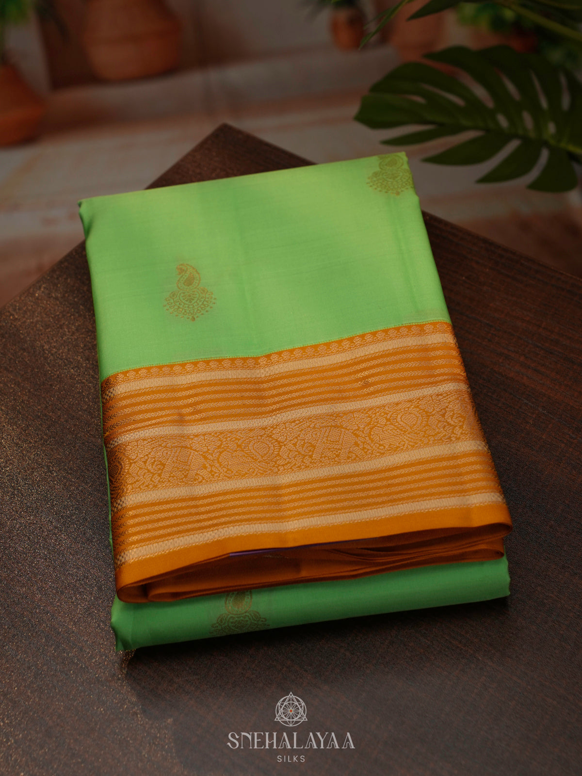 Pista Green Kanjivaram Silk Saree