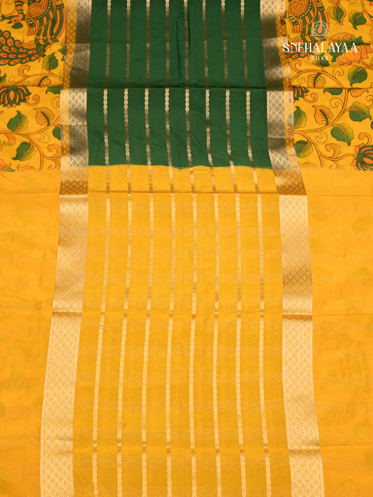 Green Printed Mysore Silk Saree