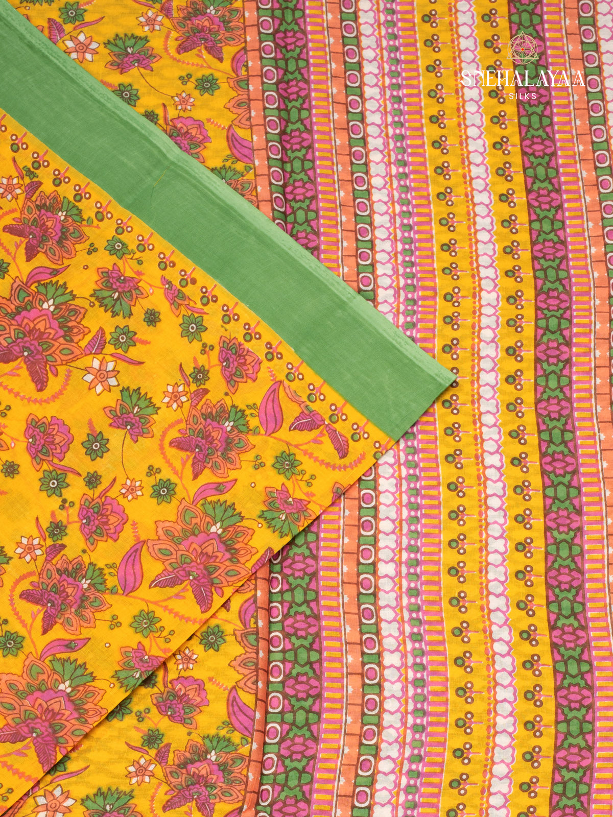 Yellow Jaipur Cotton Saree