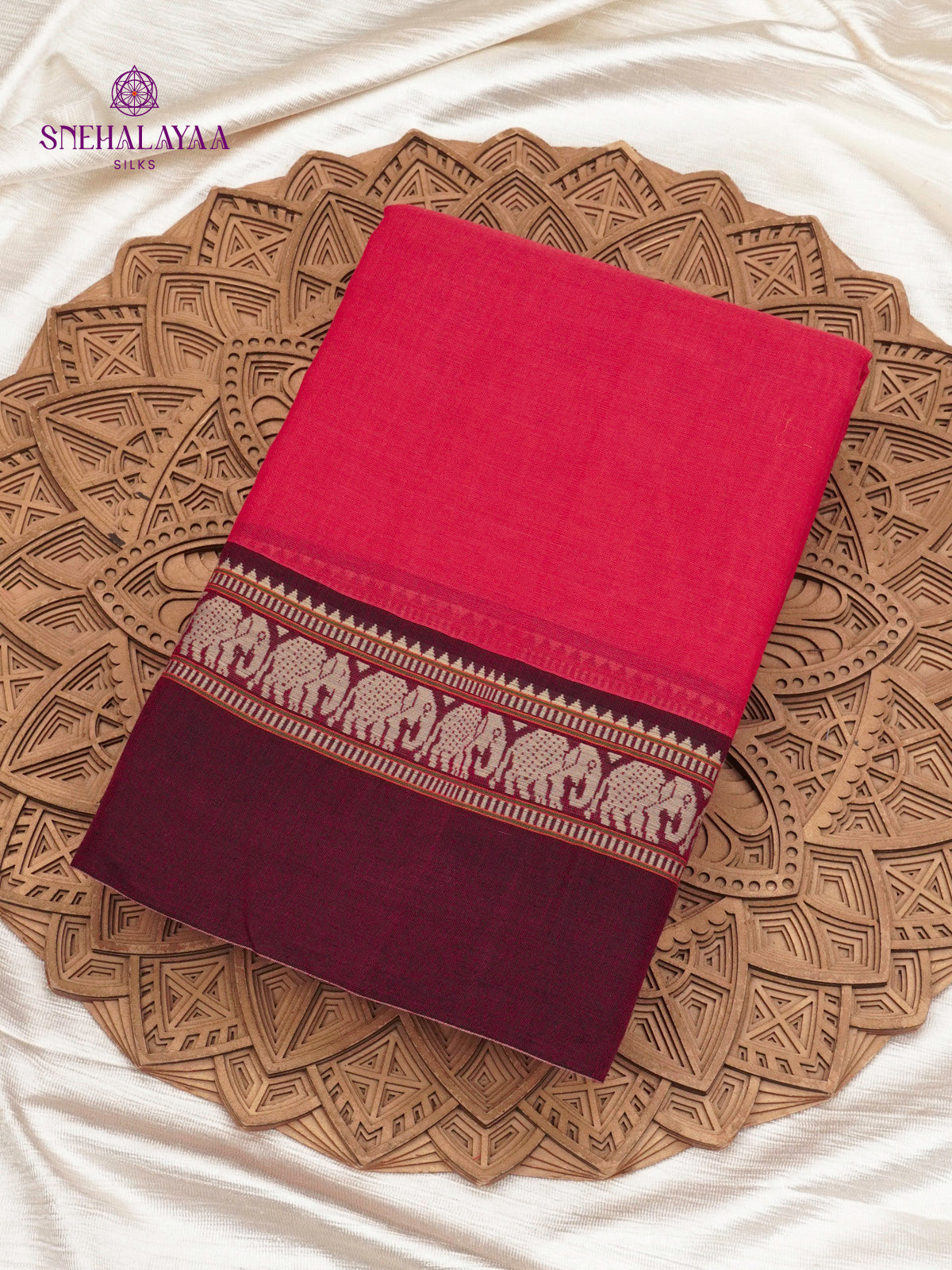 Rose Pink Narayanpet Cotton Saree without Blouse