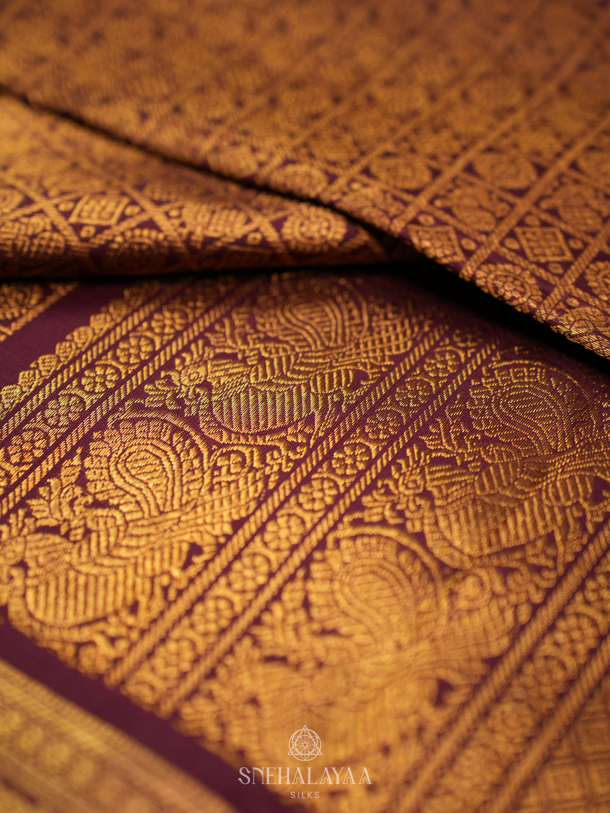 Chocolate Brown Kanjivaram Silk Saree