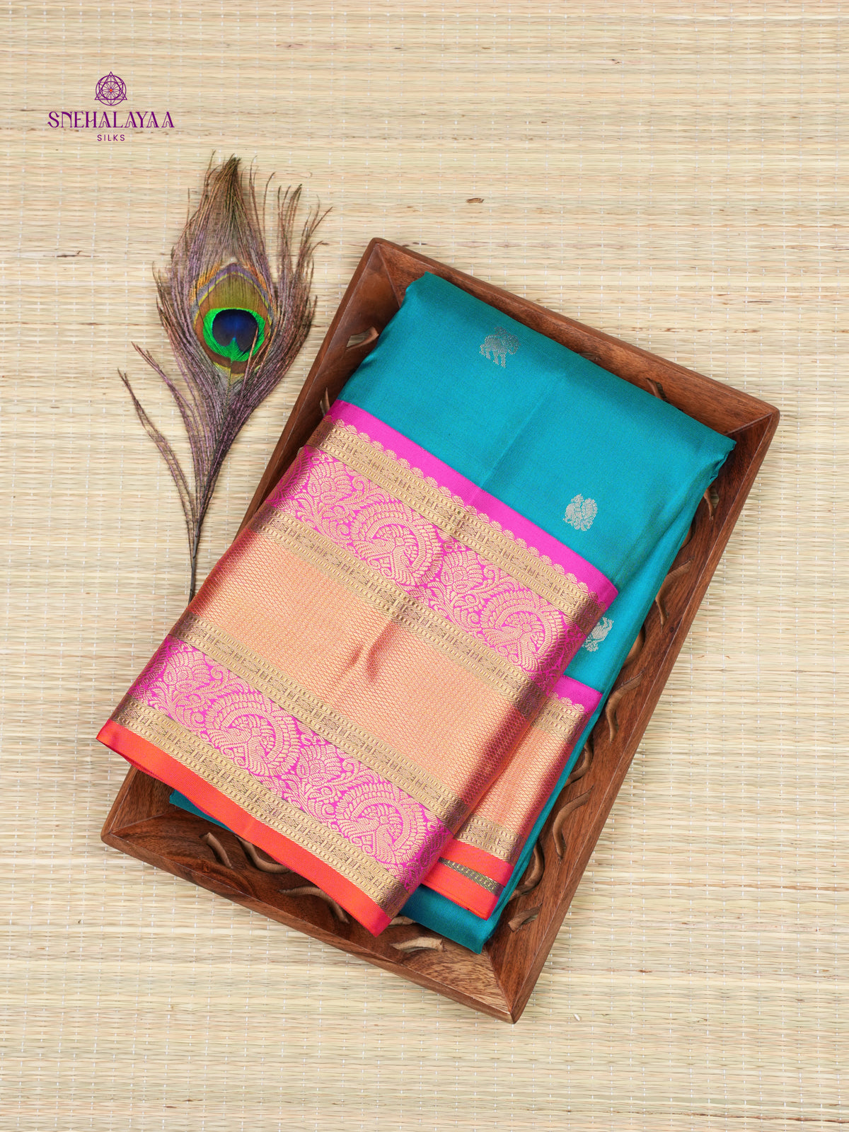 Peacock Blue Kanjivaram Silk Saree
