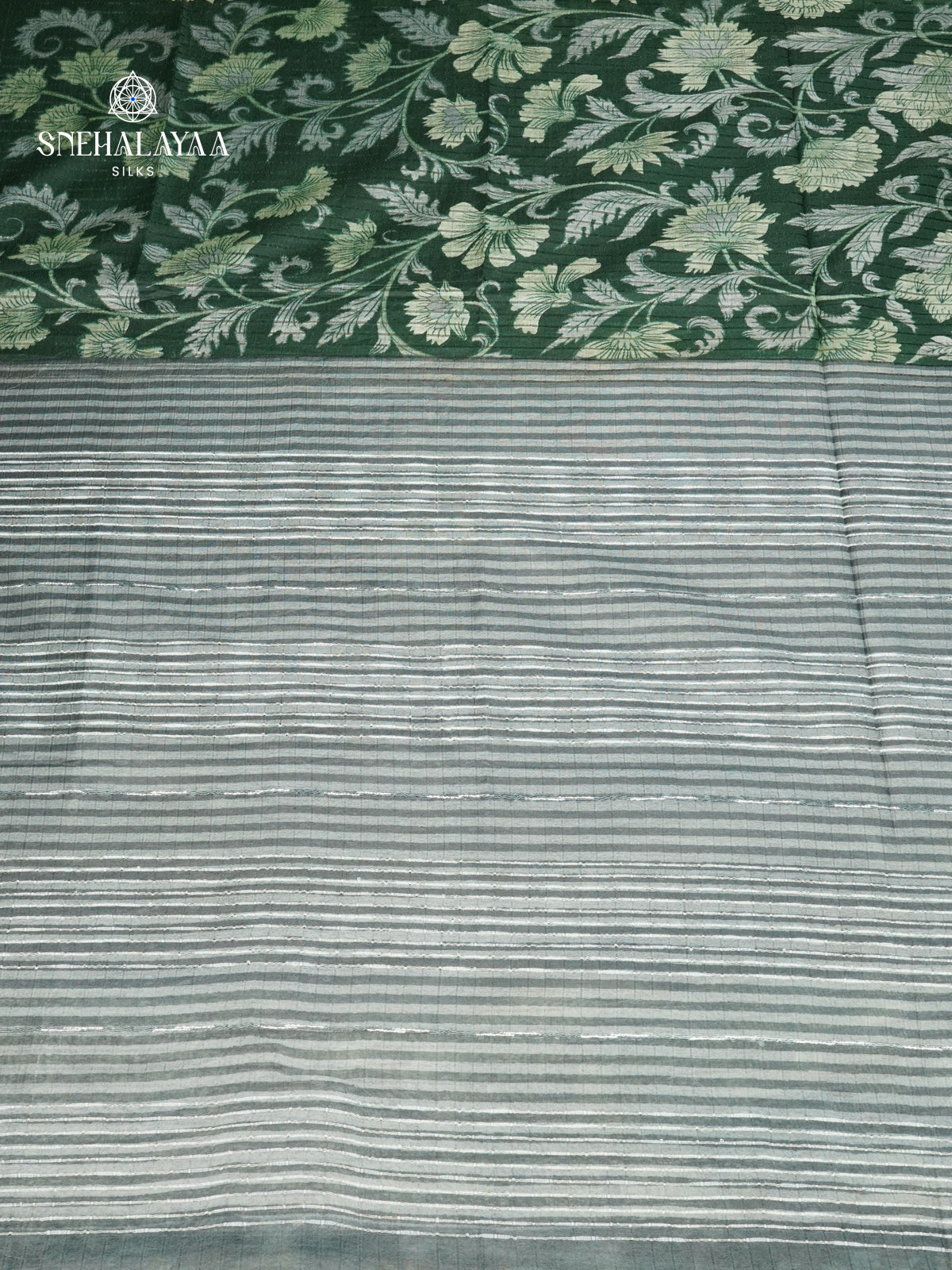 Forest Green Bamboo Silk Saree