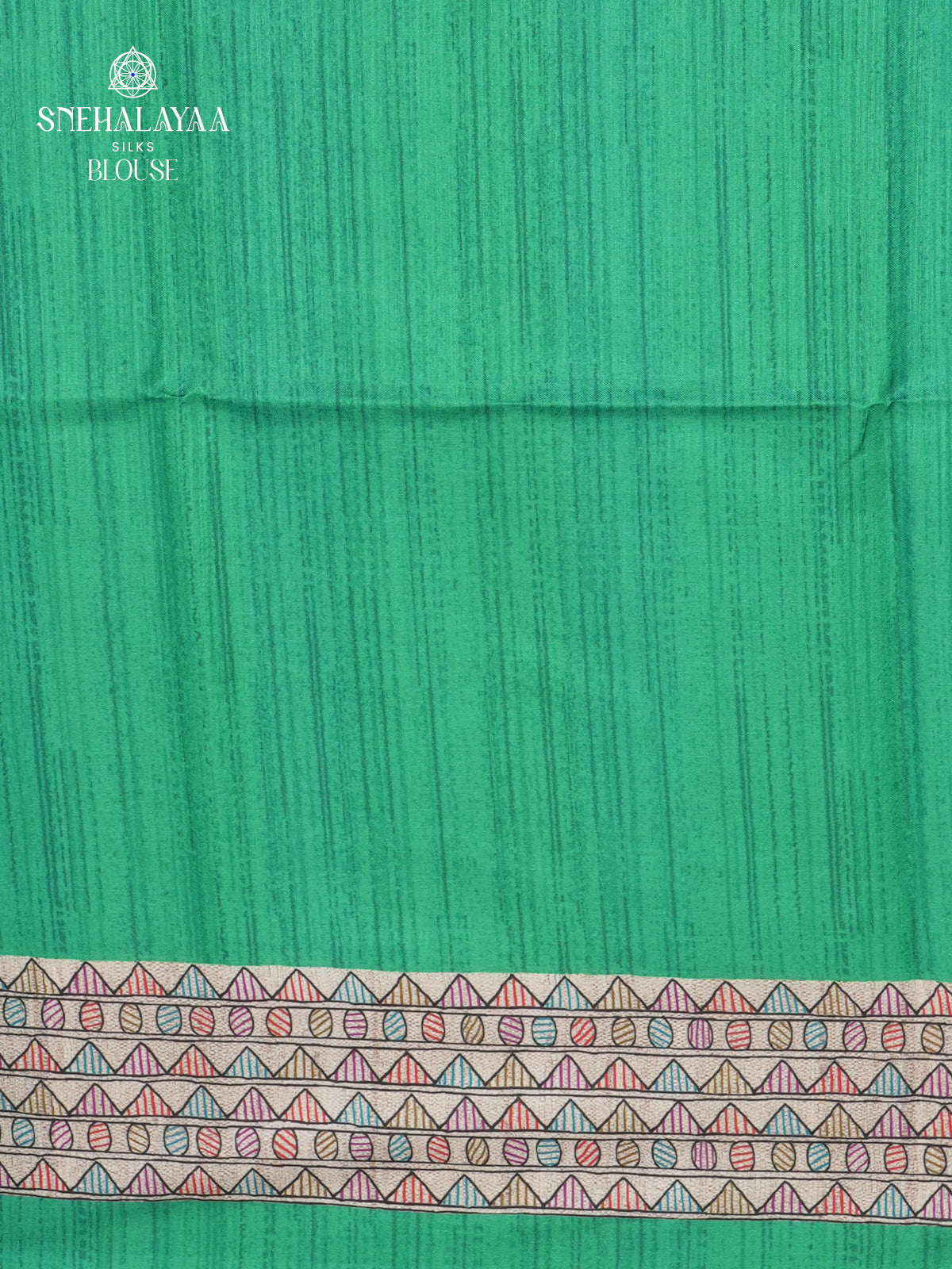 Beige With Green Border Madhubani Saree