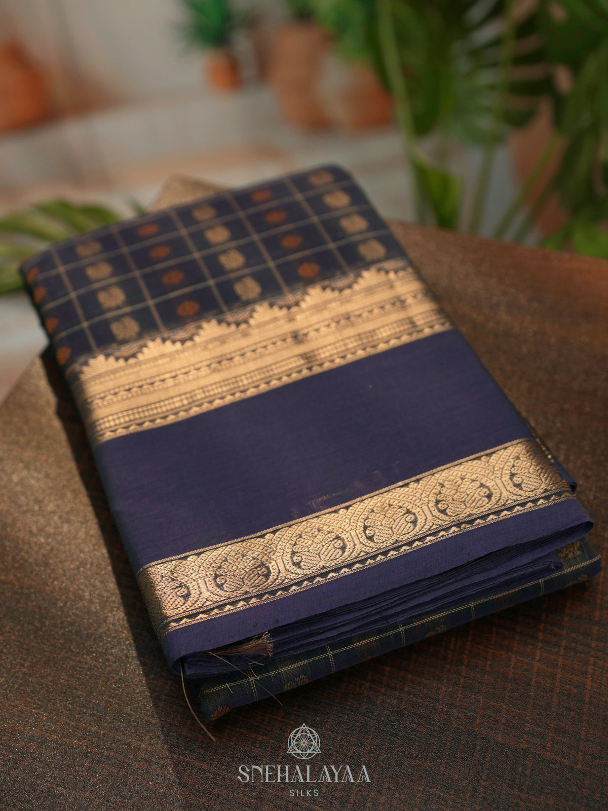 Navy Blue Kanchi Cotton Saree