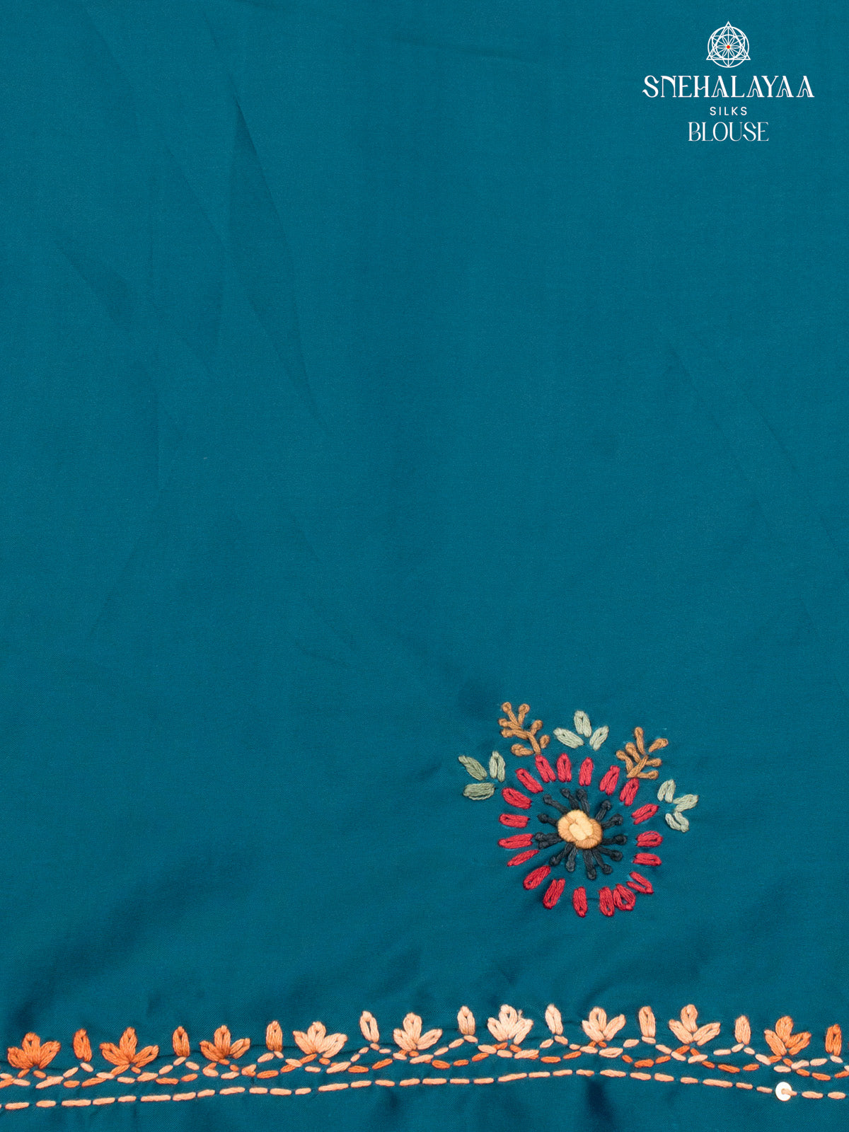 Blue Satin Embroidery Saree