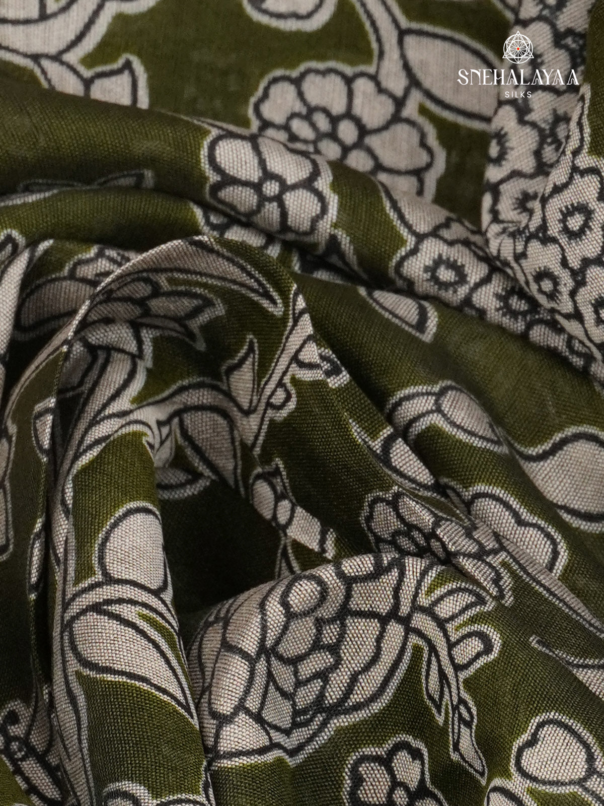 Olive Green Chanderi Saree