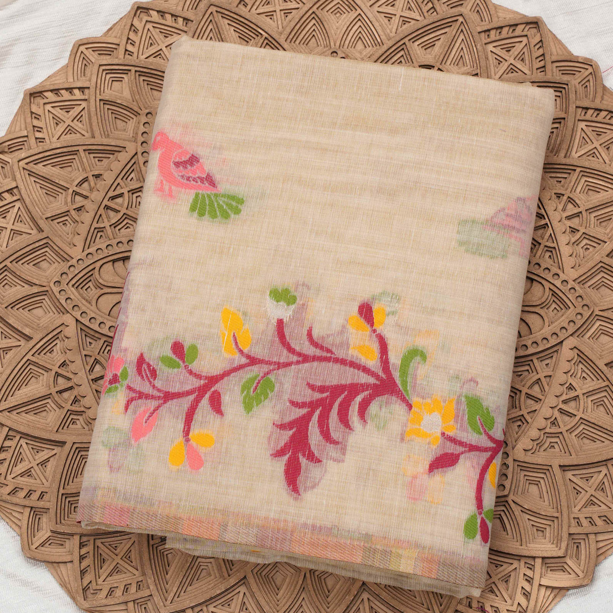 Beige Munga Cotton Saree – Snehalayaa Silks