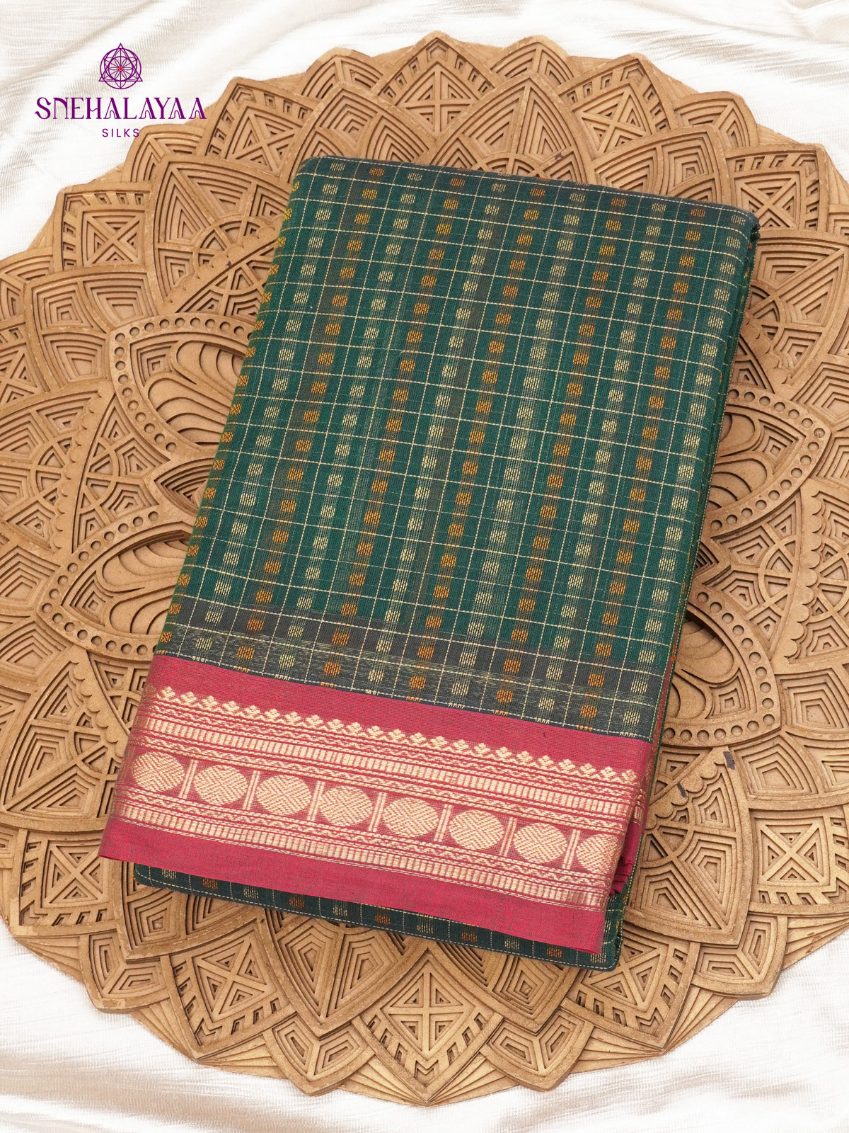 Bottle Green Pure Kanchi Cotton Saree