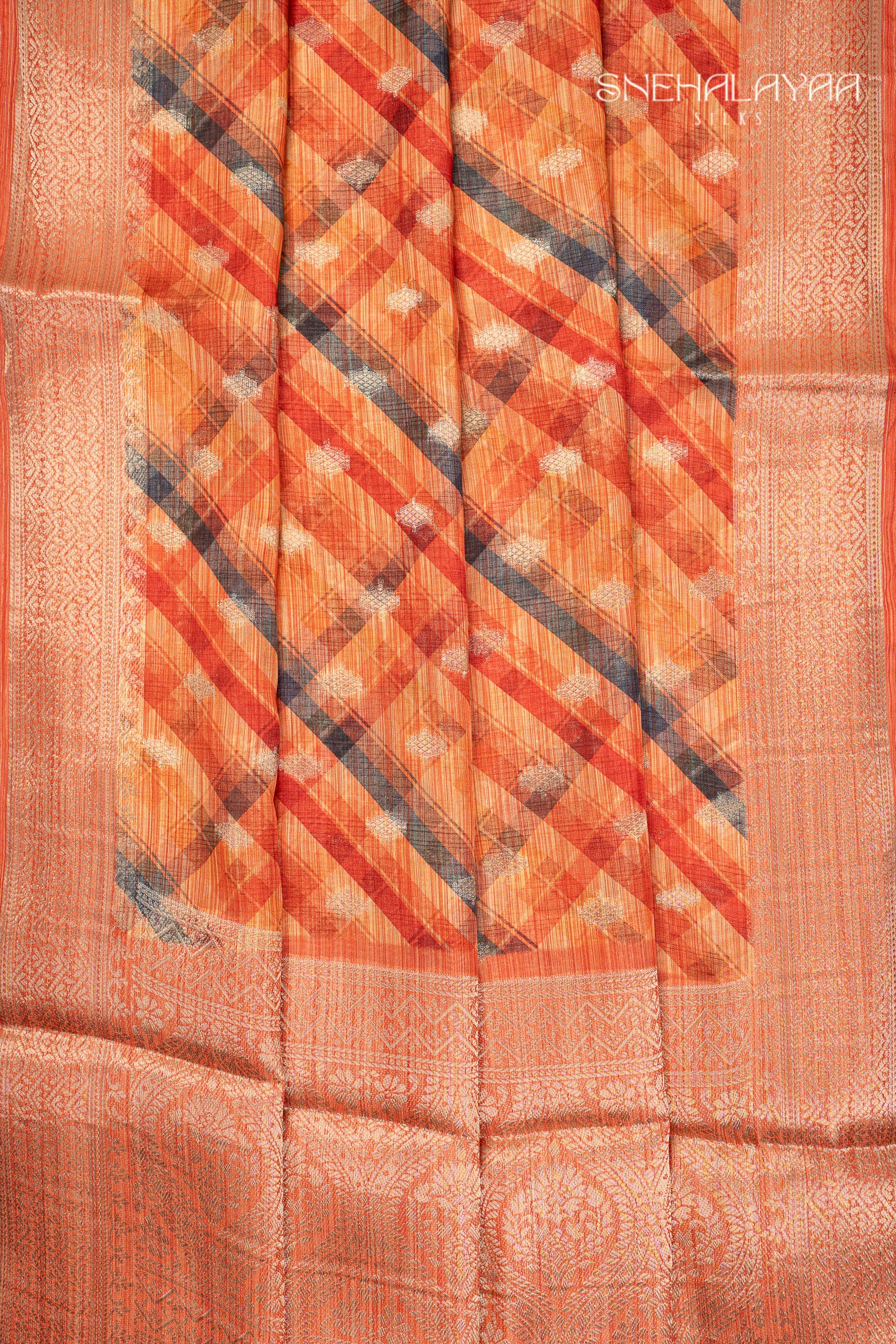 Orange Dola Silk Saree